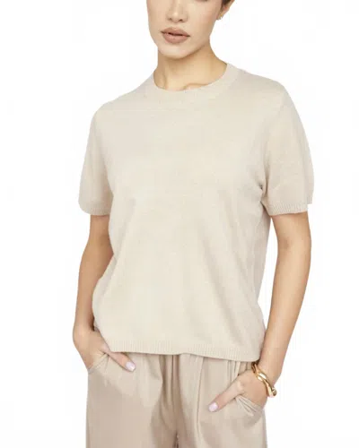 Amanda Maria Women's Cashmere Blend Tee In Taupe In Animal Print