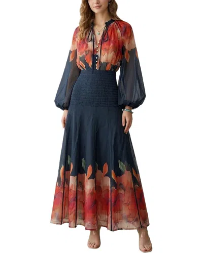 Amanda Royal 2pc Blouse & Skirt Set In Black