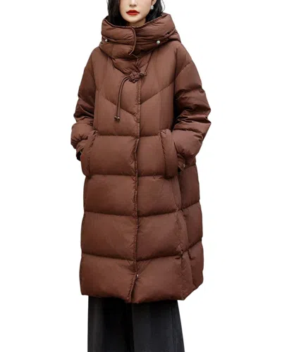 Amanda Royal Long Puffer Coat In Brown