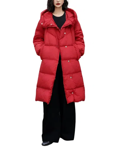 Amanda Royal Long Puffer Coat In Red