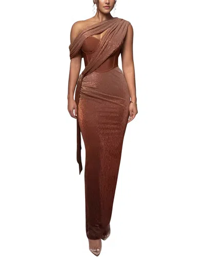 Amanda Royal Maxi Dress In Brown