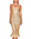 Amanda Royal Midi Dress In Gold