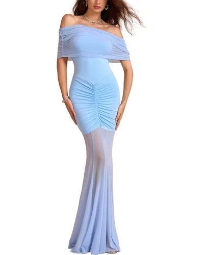 Amanda Royal Off-the-shoulder Maxi Dress In Blue