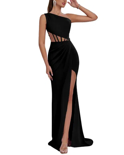 Amanda Royal One-shoulder Maxi Dress In Black