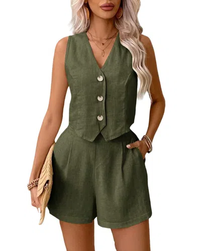 Amanda Royal Top & Short Set In Green