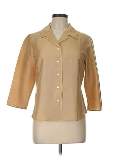 Pre-owned Amanda Smith 3/4 Sleeve Button Down Shirt In Tan