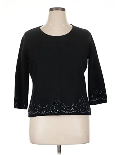 Pre-owned Amanda Smith 3/4 Sleeve Top Black Crew Neck Tops
