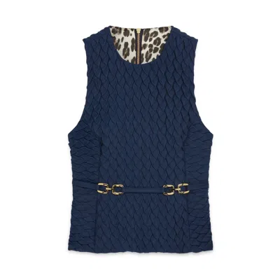 Amanda Thompson Couture Women's Blue Marlo Waistcoat / Navy & Red Pinstripe