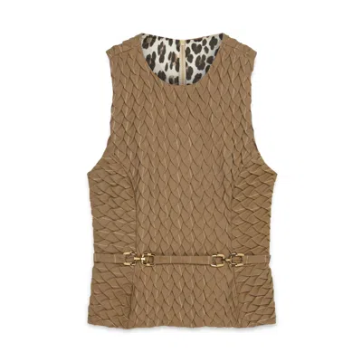 Amanda Thompson Couture Women's Brown Marlo Waistcoat / Sand Pinstripe