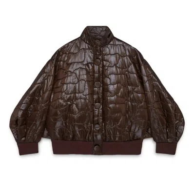 Amanda Thompson Couture Women's Brown Ms K Bomber Jacket / Quilting / Chocolate
