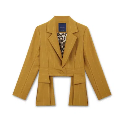 Amanda Thompson Couture Women's Yellow Andy Suit Jacket / Wool / Mustard Pinstripe