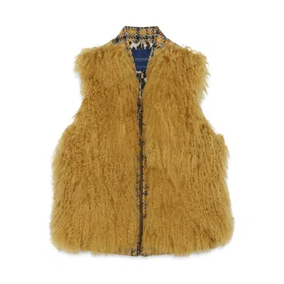 Amanda Thompson Couture Women's Yellow Aubrey Cropped Gilet / Mustard In Brown