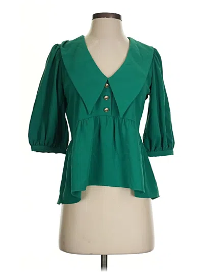 Pre-owned Amanda Uprichard 3/4 Sleeve Blouse In Green