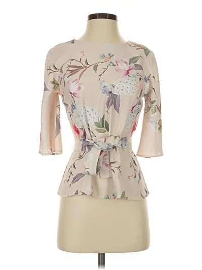Pre-owned Amanda Uprichard 3/4 Sleeve Blouse In Tan