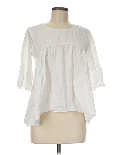 Pre-owned Amanda Uprichard 3/4 Sleeve Blouse In White