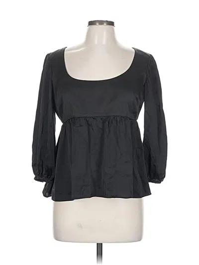 Pre-owned Amanda Uprichard 3/4 Sleeve Silk Top Black Square Neckline Tops