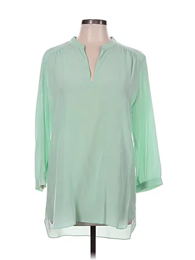Pre-owned Amanda Uprichard 3/4 Sleeve Silk Top Green Keyhole Neckline Tops