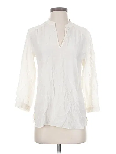 Pre-owned Amanda Uprichard 3/4 Sleeve Silk Top Ivory Open Neckline Tops
