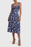Amanda Uprichard Abernathy Floral Midi Dress In Navy