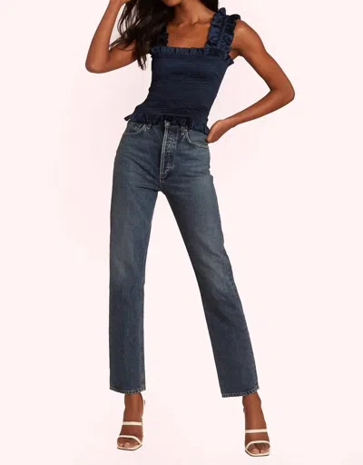 Amanda Uprichard Adelene Top In Navy In Blue