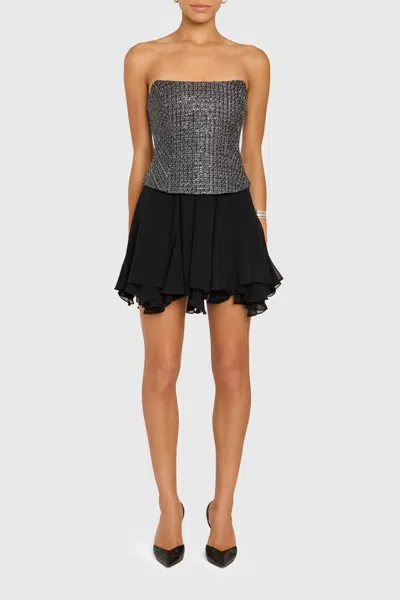 Amanda Uprichard Airess Mini Dress In Black Silver In Blue