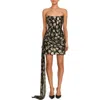 Amanda Uprichard Alaia Metalllic Floral Strapless Cocktail Minidress In Animal Print