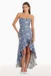 Amanda Uprichard Alyse Dress In Denim Brocade In Denim Brocade