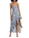 Amanda Uprichard Alyse Dress In Denim Brocade In Multi