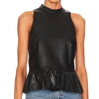 Amanda Uprichard Anders Faux Leather Top In Black