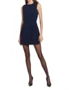Amanda Uprichard Andie Faux Leather Detail Sheath Minidress In Blue