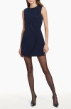 Amanda Uprichard Andie Faux Leather Detail Sheath Minidress In Navy