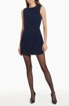 Amanda Uprichard Andie Faux Leather Detail Sheath Minidress In Navy