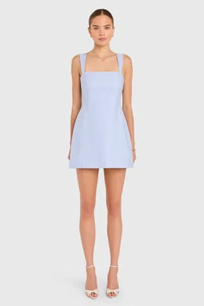 Amanda Uprichard Andreina Houndstooth Check Cocktail Minidress In Blue