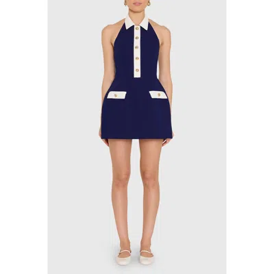 Amanda Uprichard Archer Halter Romper In Blue