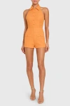 Amanda Uprichard Archer Button-up Playsuit In Orange In Orange