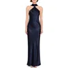 Amanda Uprichard Ashton Drape Satin Gown In Blue