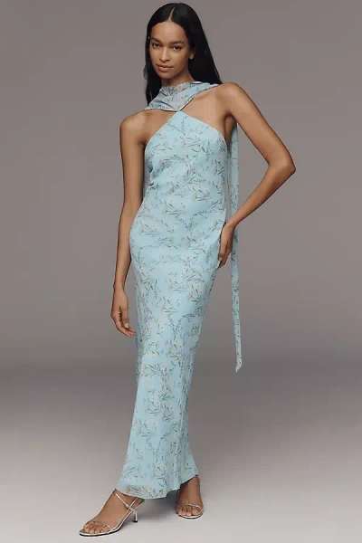 Amanda Uprichard Ashton Halter Dress In Blue