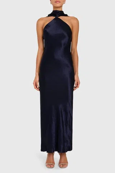 Amanda Uprichard Ashton Drape Satin Gown In Blue