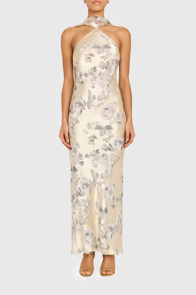 Amanda Uprichard Ashton Maxi Dress In Snow Petal In Neutral