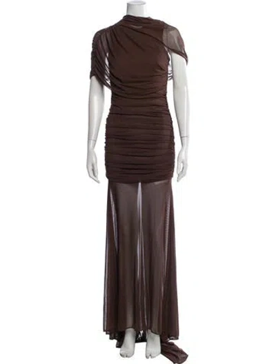 Pre-owned Amanda Uprichard Asymmetrical Long Dress In Brown