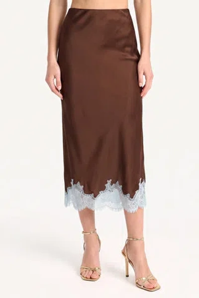 Amanda Uprichard Audrie Silk Skirt In Brown