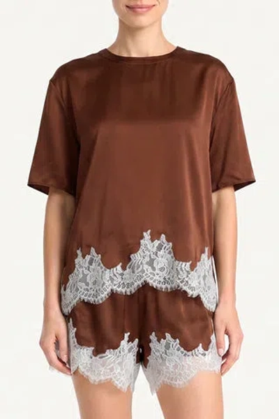 Amanda Uprichard Audrie Silk Top In Brown