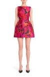 Amanda Uprichard Banco Sculptural Floral Jacquard Minidress In Multi