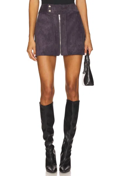 Amanda Uprichard Becker Mini Skirt In Graphite Suede In Purple