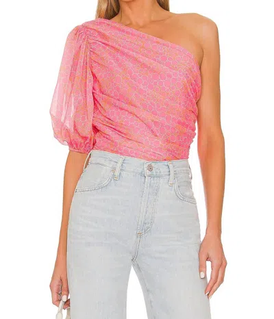Amanda Uprichard Beckham One Shoulder Top In Bubble In Pink