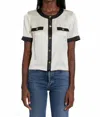 Amanda Uprichard Bel Aire Silk Blouse In Cream And Black In Multi