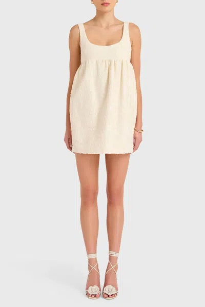 AMANDA UPRICHARD BELLO SCOOPNECK MINI DRESS IN BEIGE