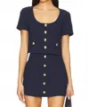 Amanda Uprichard Benton Button Top In Ink In Blue