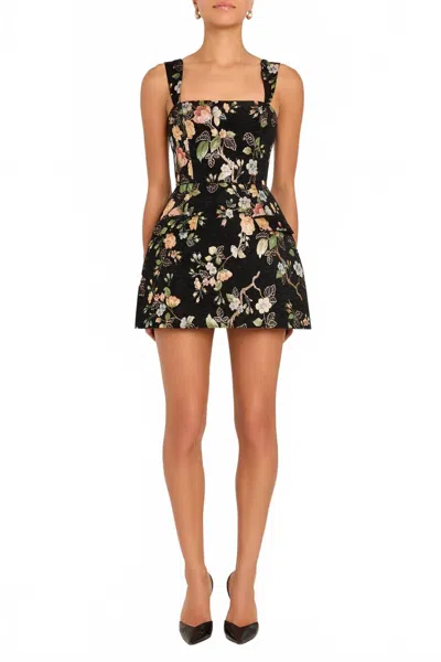 Amanda Uprichard Bethany Floral Romper In Black Gold