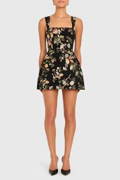Amanda Uprichard Bethany Floral Embroidery Cocktail Romper In Black